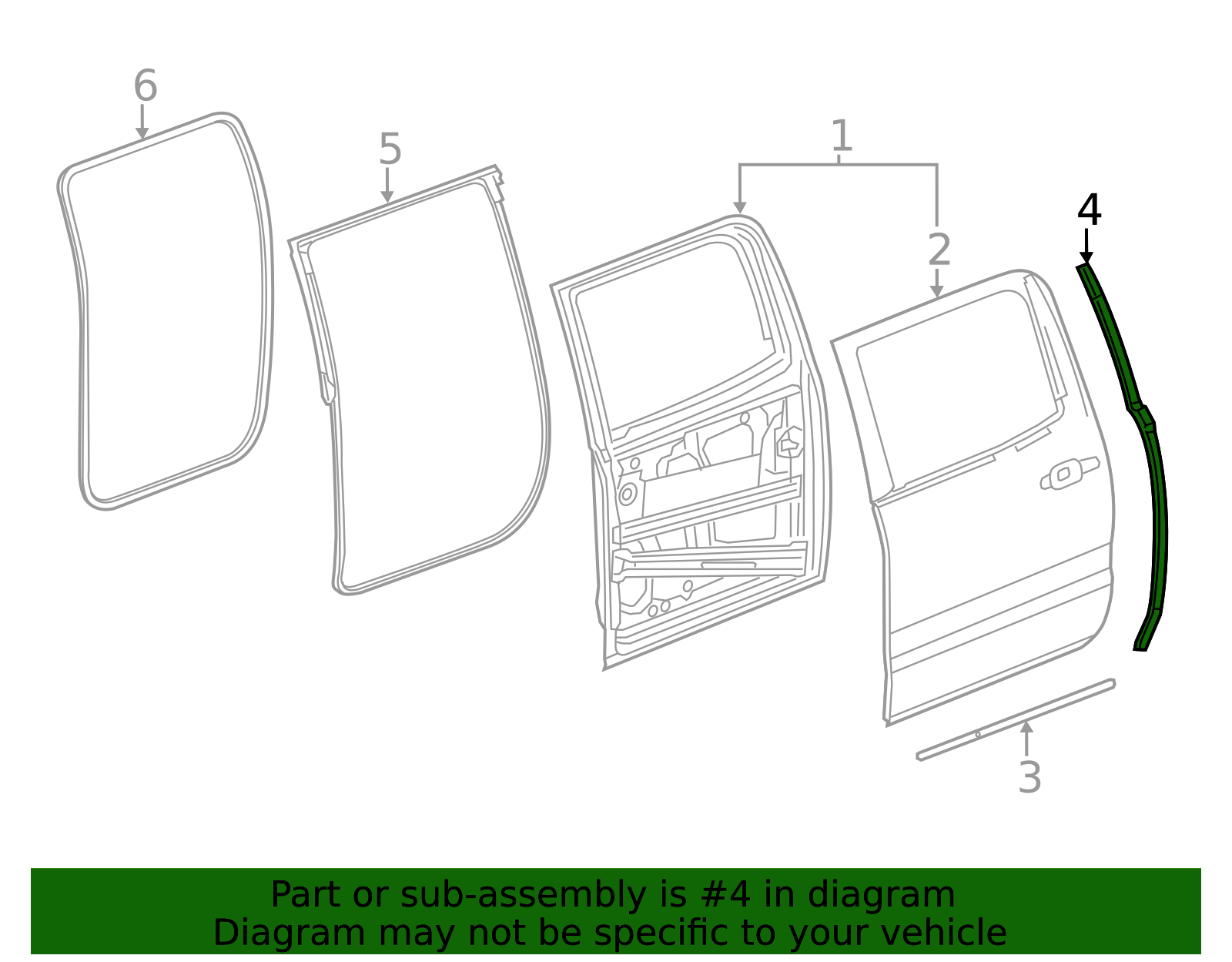 2015-2020 GM Passenger Side Rear Door Rear Auxiliary Weatherstrip ...