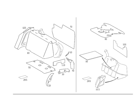 Insulation in Luggage Compartment and Rear End Pillar for 2000 Mercedes-Benz S430 #1