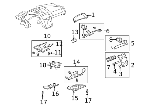 Instrument Panel Components for 2009 Saturn Outlook #0