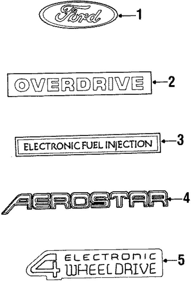 E9TZ9842528A - Body: Nameplate for Ford: Aerostar, Bronco II, Explorer, F-150, F-250, F-250 HD, F-350, F-Super Duty Image