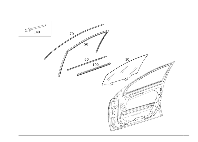 251690918064 - Exterior: Window Trim - Chrome, Front, Driver, Top for Mercedes-Benz Image
