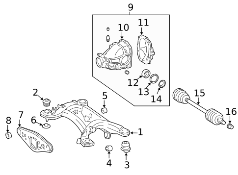 Axle & Differential for 2006 Mercedes-Benz SL55 AMG #0