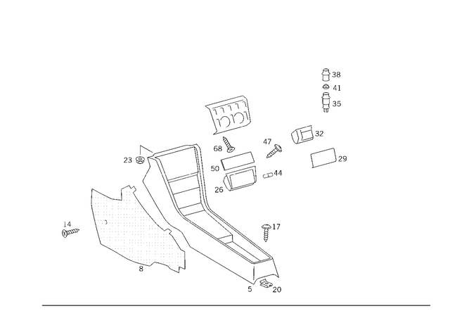9949345 - Panelling: Securing for Mercedes-Benz: 280S, 280SE, 280SEL, 300SD, 300SE, 300SEL, 300SL, 300TE, 380SE, 380SEC, 380SEL, 400SE, 400SEL, 500E, 500SEC, 500SEL, 500SL, 560SEC, 560SEL, 560SL, 600SEL, 600SL, C220, C230, C280, C43 AMG, E420, E430, ML320, ML430, ML55 AMG, S420, SL320, SLK230, SLK320 Image image