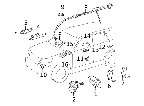 Air Bag Components for 2017 Lexus GX460 #0