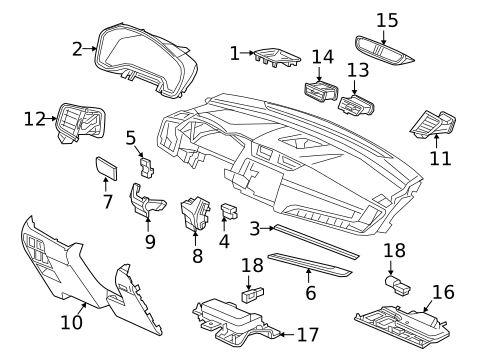 Instrument Panel Components for 2018 Honda CR-V #0