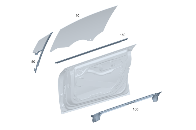 2977252600 - Front Door: Side Window Pane for Mercedes-Benz: EQS 450, EQS 450+, EQS 580, EQS AMG Image image