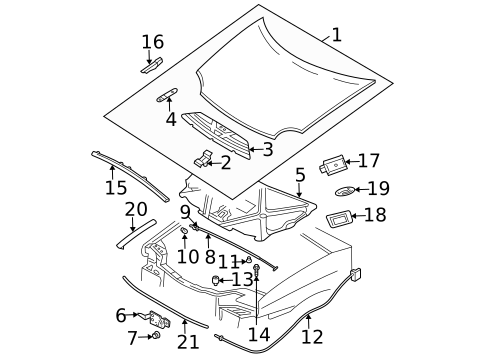 Hood & Components for 2003 Dodge Neon #0