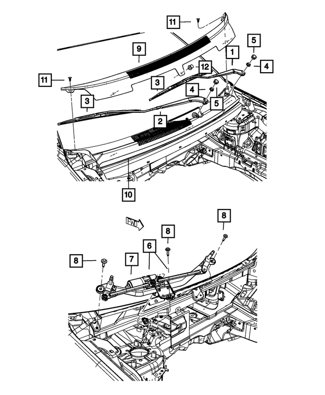 68235447AA - Electrical: Front Wiper Arm, Right for Mopar Image