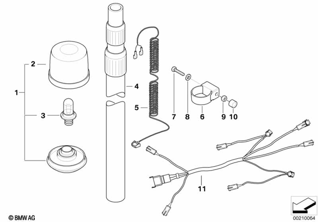 61117695088 - Lights: Cable for Priority Warning Light -  for BMW-Motorrad Image