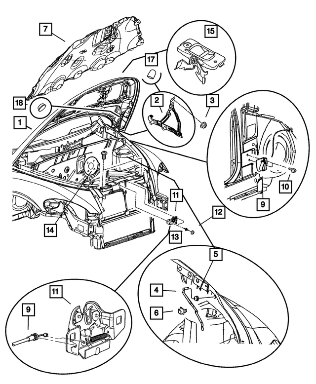 4724754AF - Body Sheet Metal Except Doors: Hood for Mopar Image