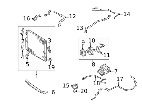 Condenser, Compressor & Lines for 1998 Toyota Land Cruiser #1