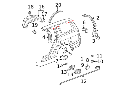 Quarter Panel & Components for 2008 Honda Pilot #0