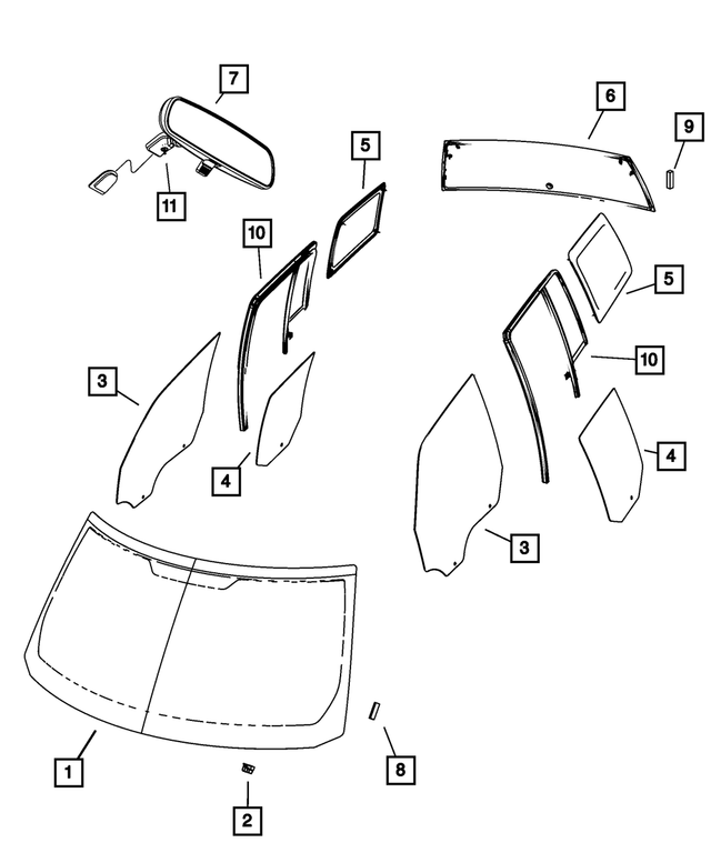 5160173AE - Glass: Shipping Assembly - 30 Lite Glass Windshield for Mopar Image