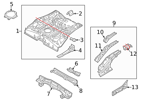 Rear Floor & Rails for 2014 Mitsubishi Mirage #0