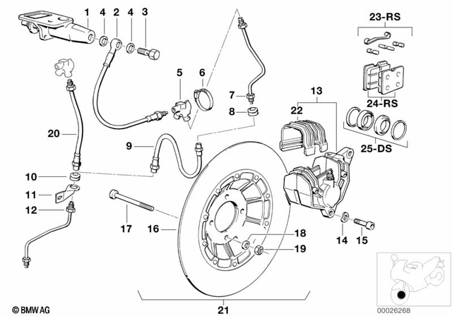 32722310785 - Brakes: Cylinder with Piston - D=14mm for BMW-Motorrad Image