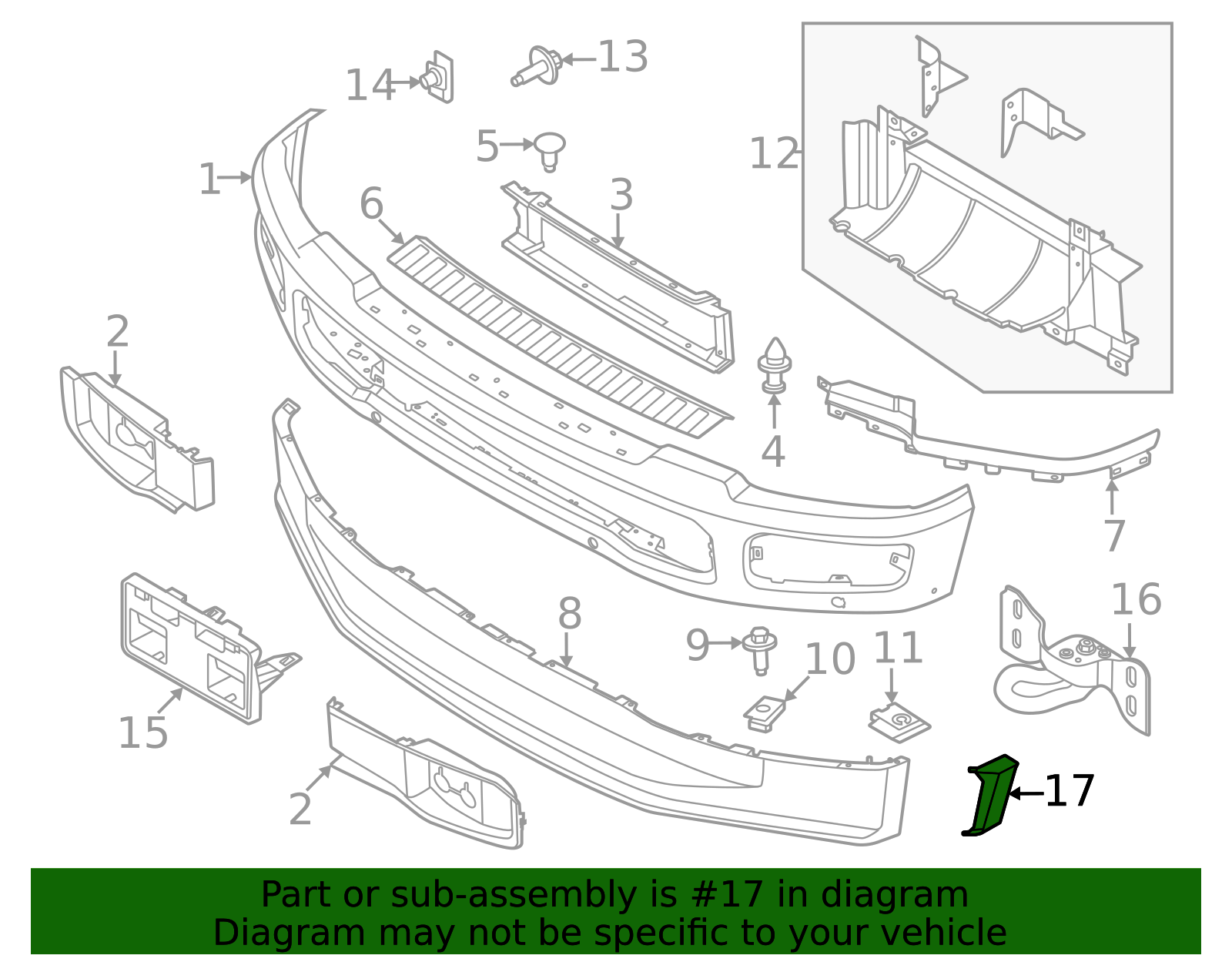 PC3Z-17K833-A Molding Bumper Bar pc3z17k833a | Fairway Ford OEM Parts