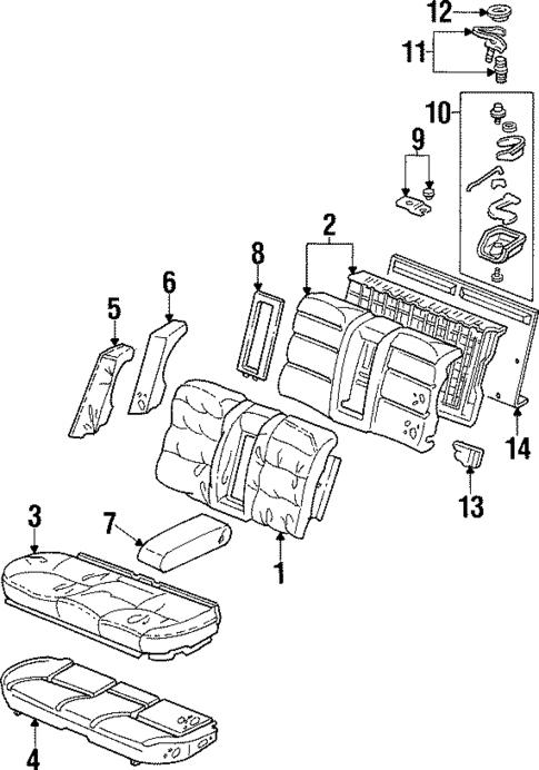 Rear Seat Components for 1997 Honda Accord #0