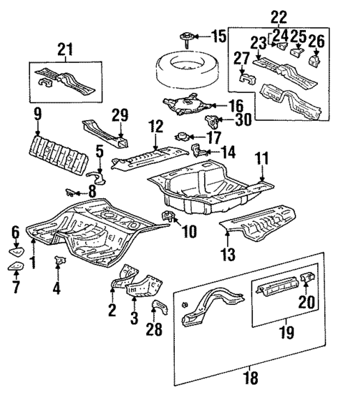 Rear Floor & Rails for 1998 Lexus LS400 #0