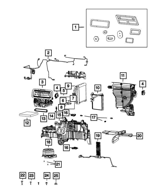 68396044AB - Air Conditioners and Heaters: A/c And Heater Unit Seal Kit for Mopar Image