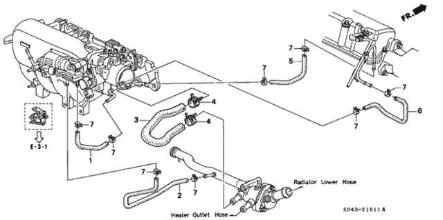 Water Hose (2) for 1997 Honda Civic #0