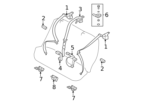 Rear Seat Belts for 2009 Hyundai Sonata #0
