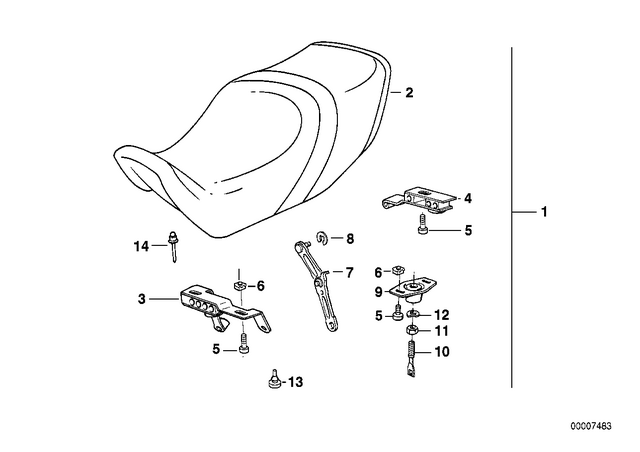 52532307568 - Seats and Seat Bench: Hinge -  for BMW-Motorrad Image