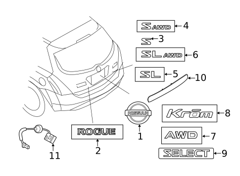 Exterior Trim - Lift Gate for 2014 Nissan Rogue Select #0