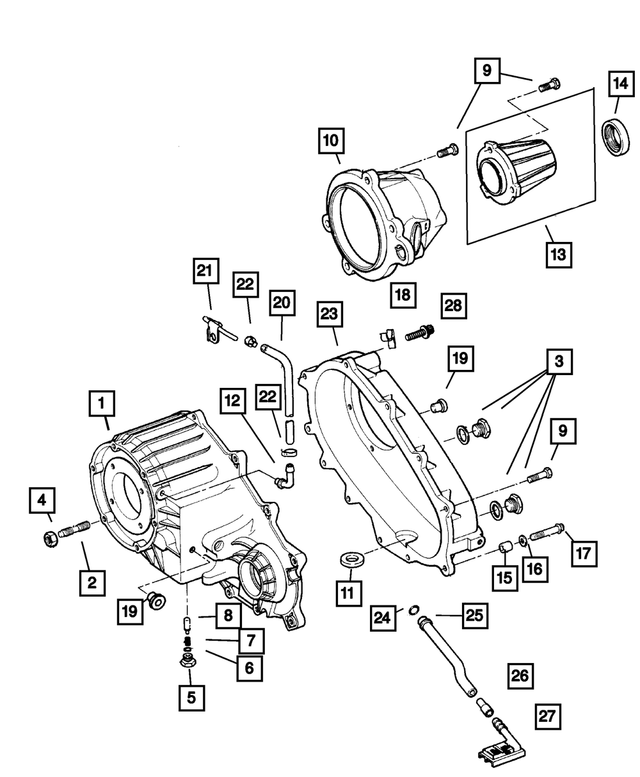 « 5003456AA – Transfer Case Model 244 [DHV] : Arrière De La Boîte De Transfert Retenue pour Mopar Image »