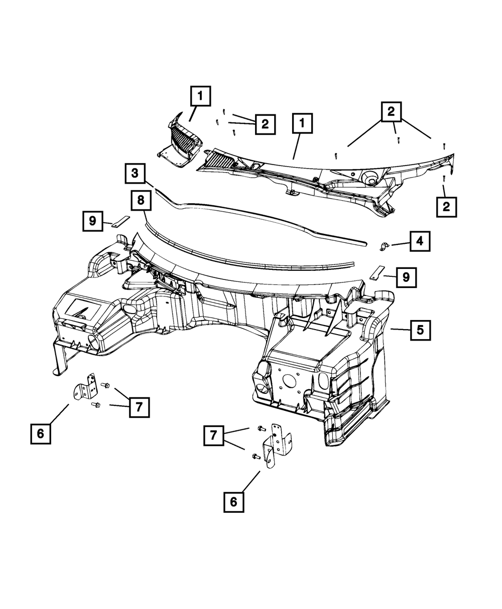 Hood To Cowl Weatherstrip - Mopar (5043050AA)