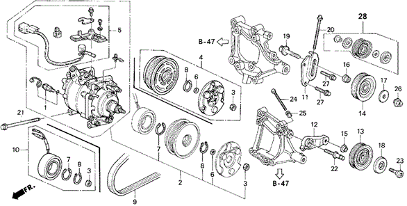 A/C Compressor (Hadsys) ('94-'95) for 1995 Honda Civic del Sol #0