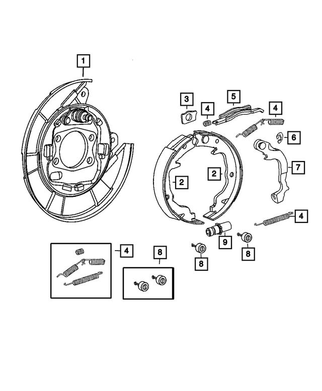 68159684AA - Brakes: Rear Drum Brake Backing Plate, Right Rear for Chrysler: 200, Sebring | Dodge: Avenger, Caliber | Jeep: Compass, Patriot Image