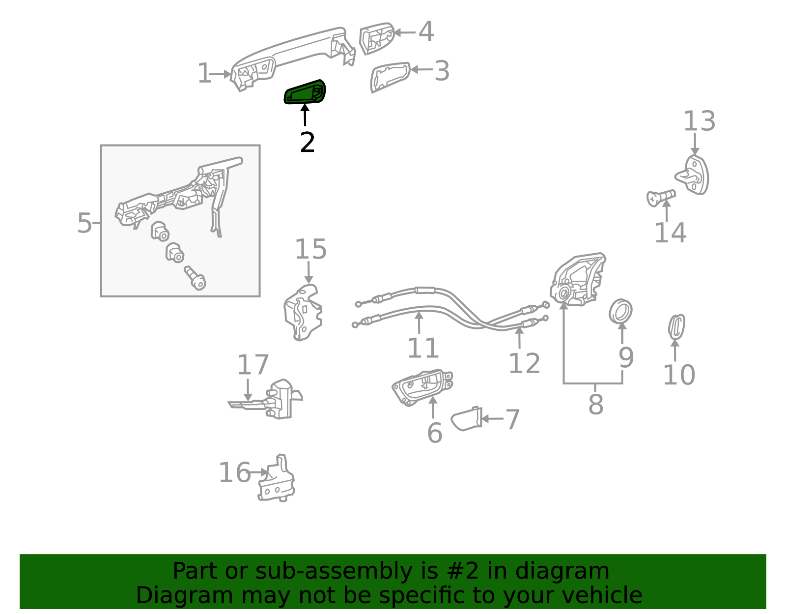 69241-60060 - Exterior Door Handle Gasket 2010-2016 Lexus GX460