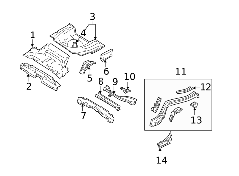 Rear Floor & Rails for 2004 Subaru Outback #0