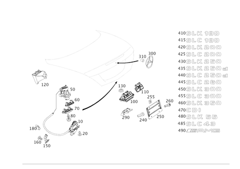 Rear Lid Latch-Type Lock, Rear Lid Attachment Parts for 2014 Mercedes-Benz SLK55 AMG #0