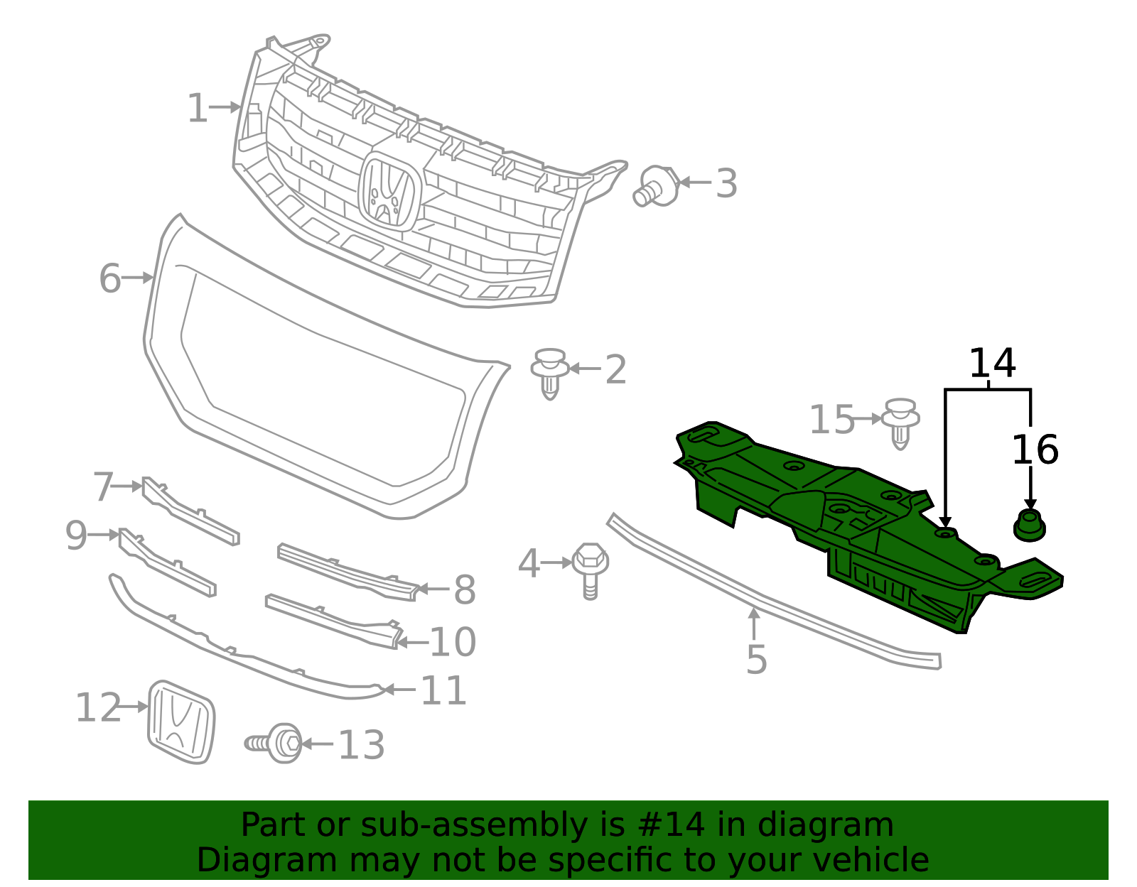 KOJEM Front Radiator Support Panel For Honda Odyssey 2011-2013 - Replaces 71125TK8A00