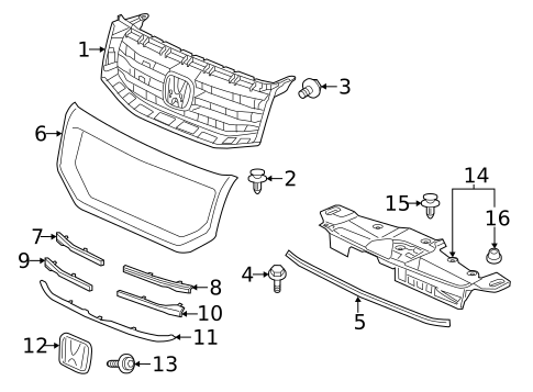 Grille & Components for 2012 Honda Pilot #0