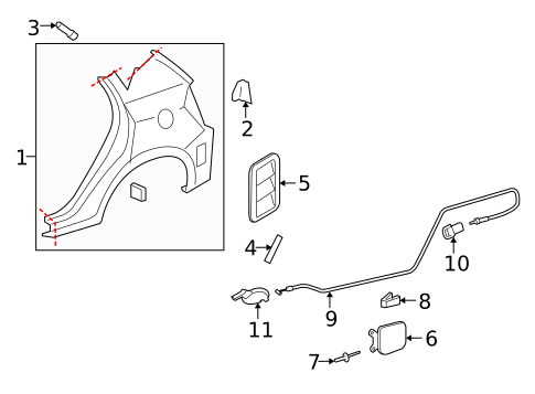 Quarter Panel & Components for 2009 Pontiac Vibe #0
