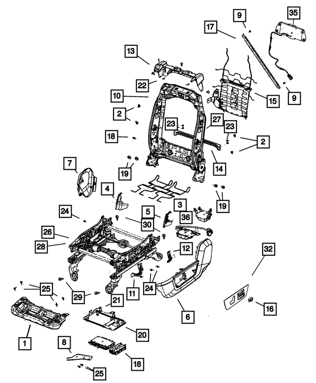 68050447AA - Interior Trim: Front Seat Cushion Frame for Mopar Image