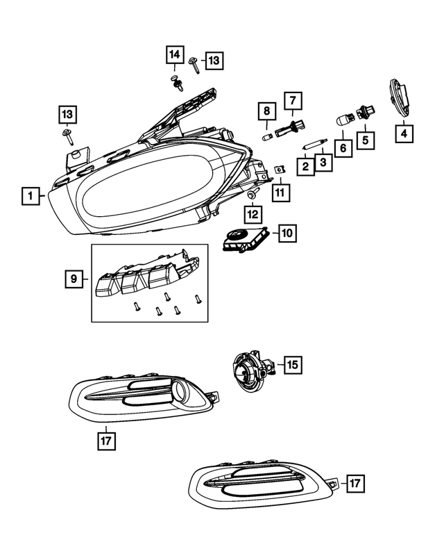 68085140AL - Electrical: Headlamp, Right for Mopar Image