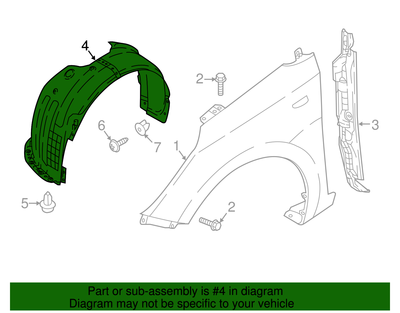 a　08–6P 86811-B8500 Genuine Hyundai Front Wheel Guard Assembly,Left
