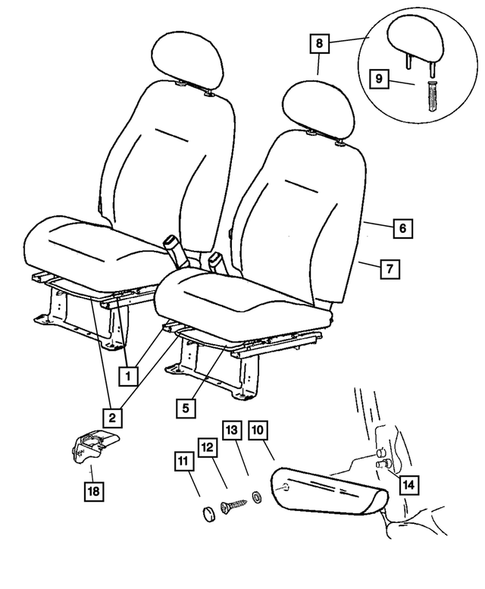 Front Seats and Attaching Parts for 2004 Chrysler PT Cruiser #1