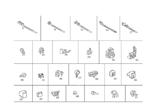 Loom Ties and Cable Mounting Parts for 1992 Mercedes-Benz 500SL #0