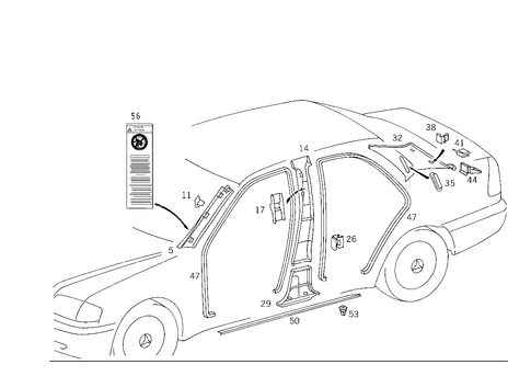 Panelling, Door Edge Guard Sections for 1998 Mercedes-Benz C280 #1