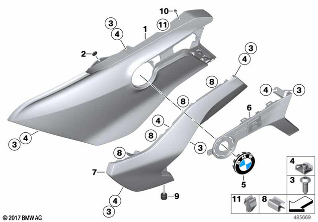 46638358209 - : Emblem Carrier, Left, Chrome-Plated for BMW-Motorrad Image