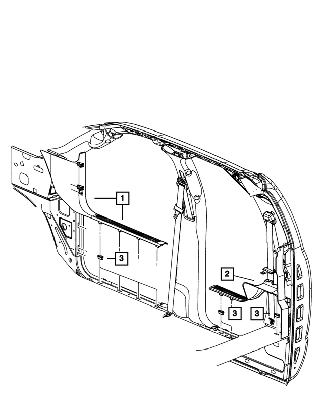 1DX68HL1AD - Interior Trim: Scuff Panel, Right for Mopar Image
