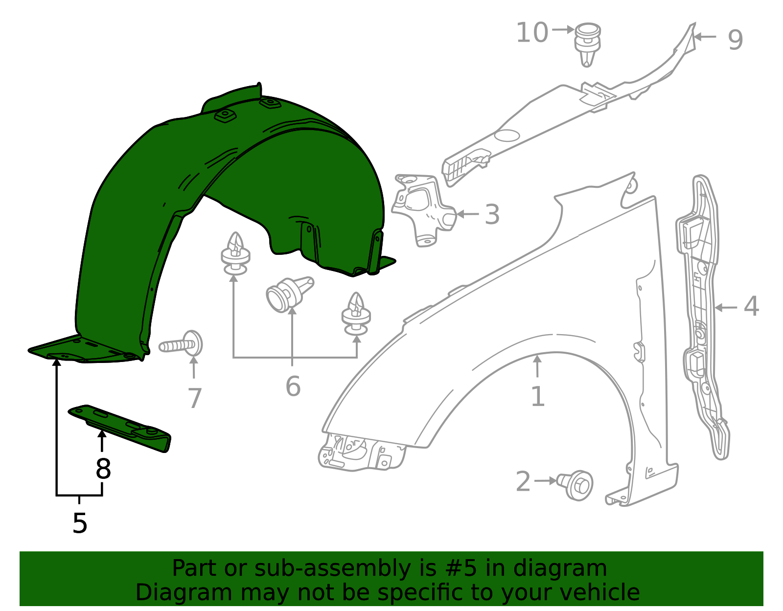 2011-2016 Chevrolet Driver Side Front Wheelhouse Liner with Retainer ...