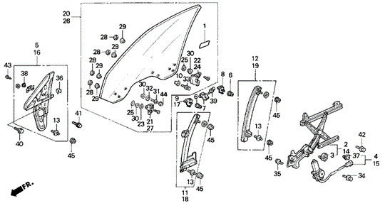 Front Door Window for 1994 Acura Vigor #0