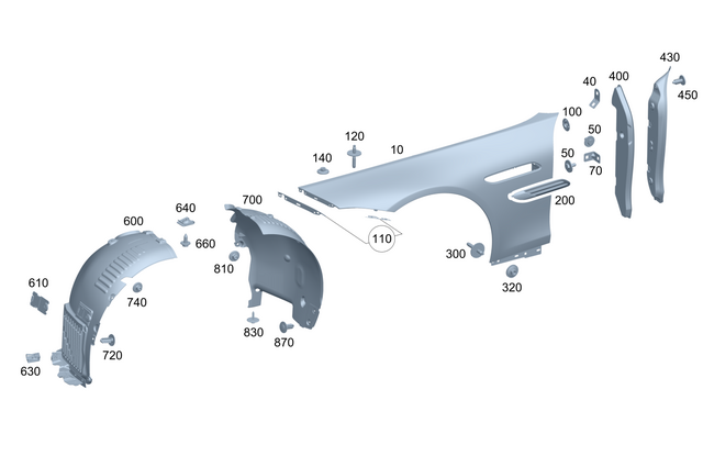2328801804 - Bumper/Fender/Hood: Fender, Front for Mercedes-Benz: SL43 AMG, SL55 AMG, SL63 AMG, SL63 AMG S E Performance Image image