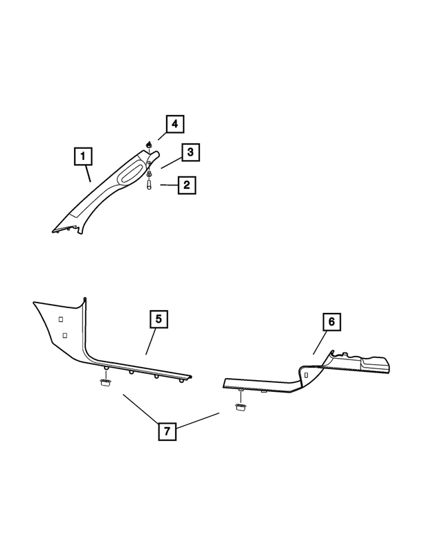 1TE74TL2AA - Interior Trim: A Pillar Molding, Right for Mopar Image