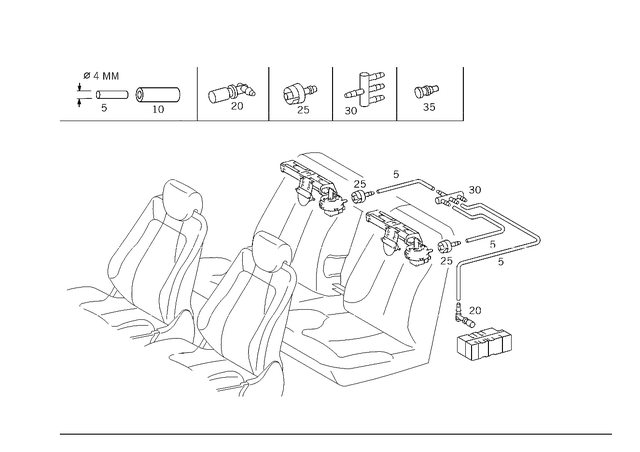 1581435 - Vacuum System/Hydraulic System: Piping for Mercedes-Benz Image image